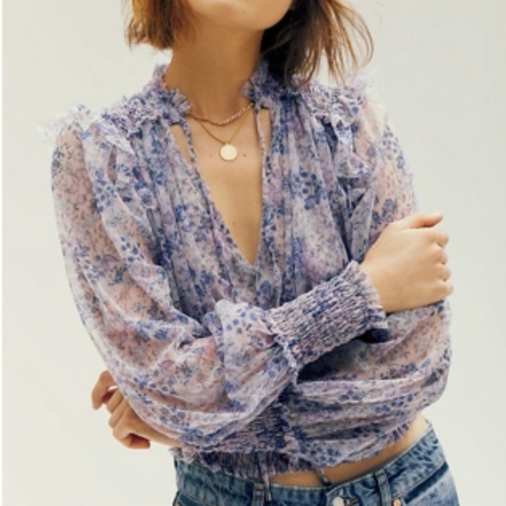 free people flowered blouse